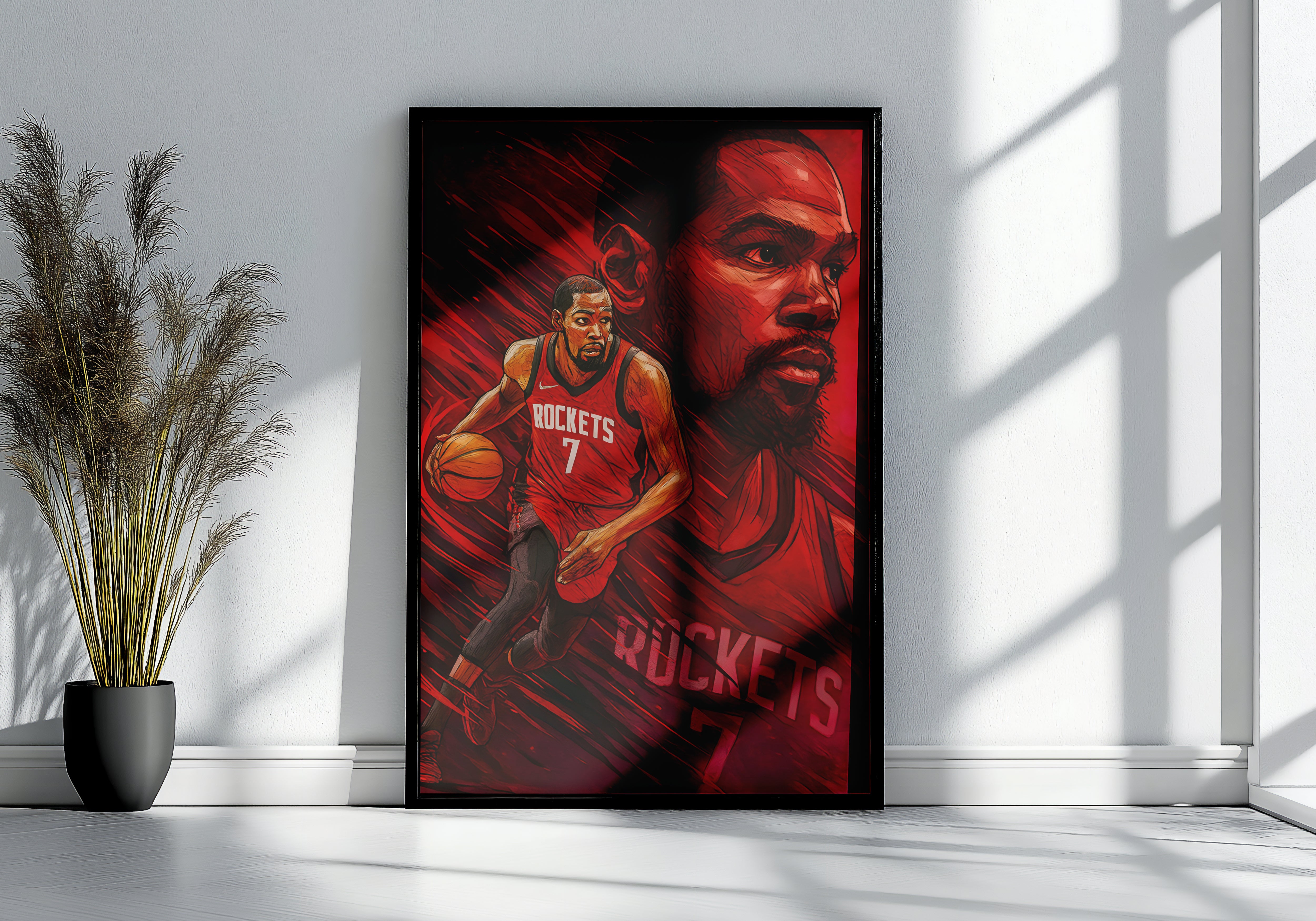 Kevin Durant Rockets Poster or Wrapped Canvas